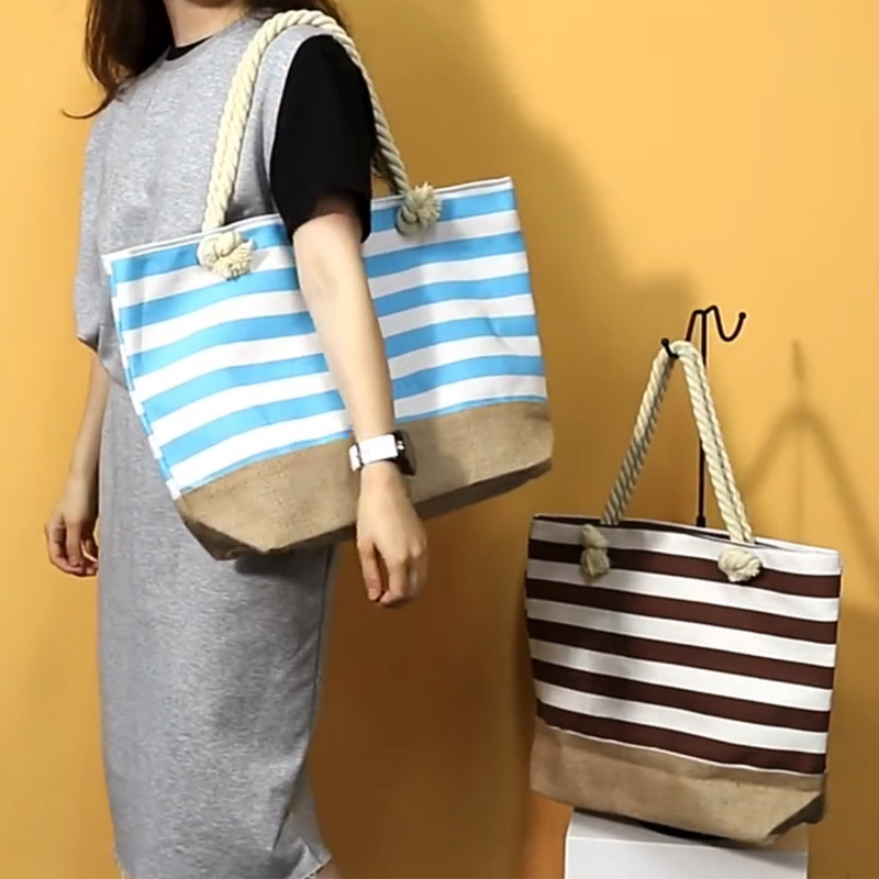 Large Capacity Canvas Bag New Striped Beach Bag  A20