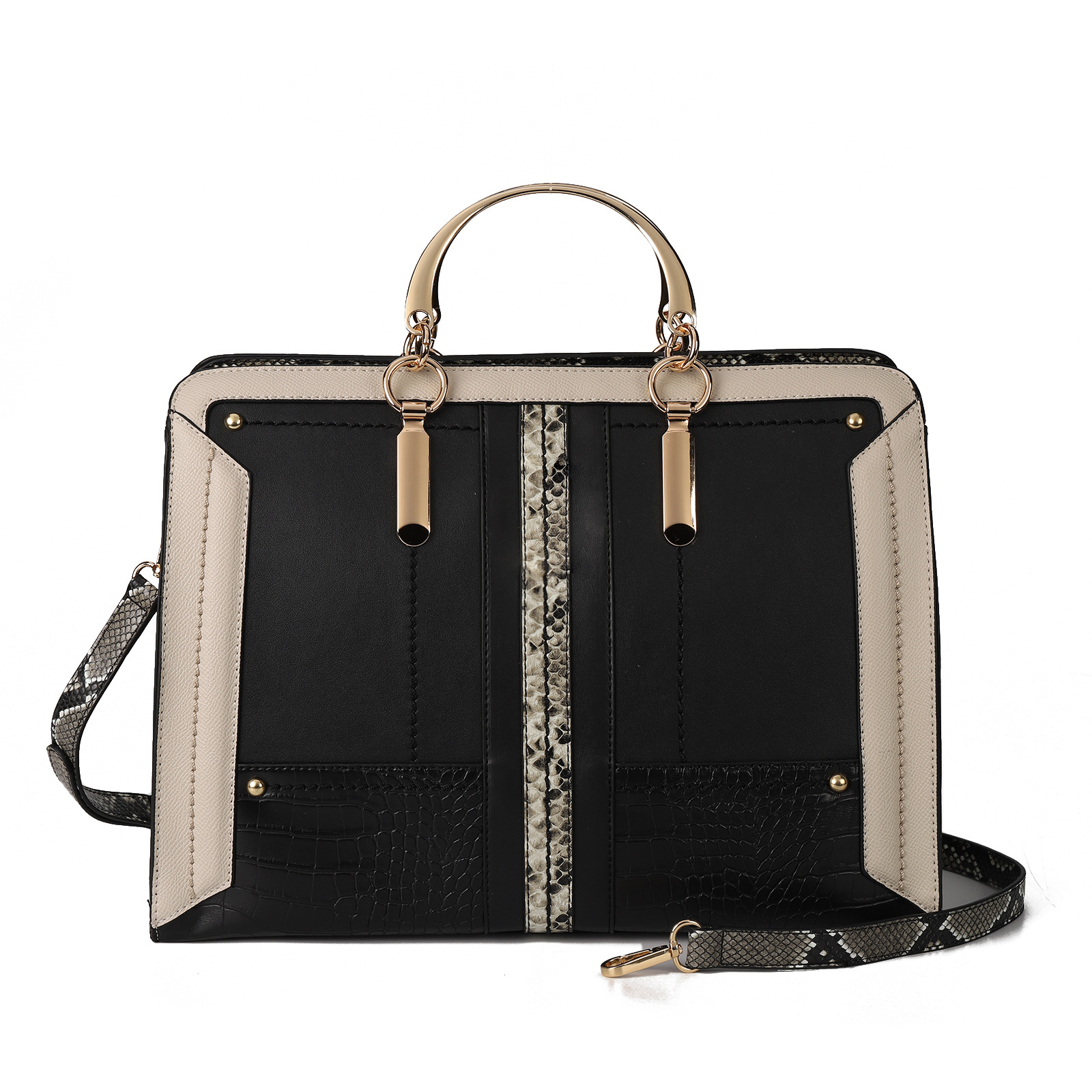 Large Capacity Color Contrast Retro Women's Bag  A5