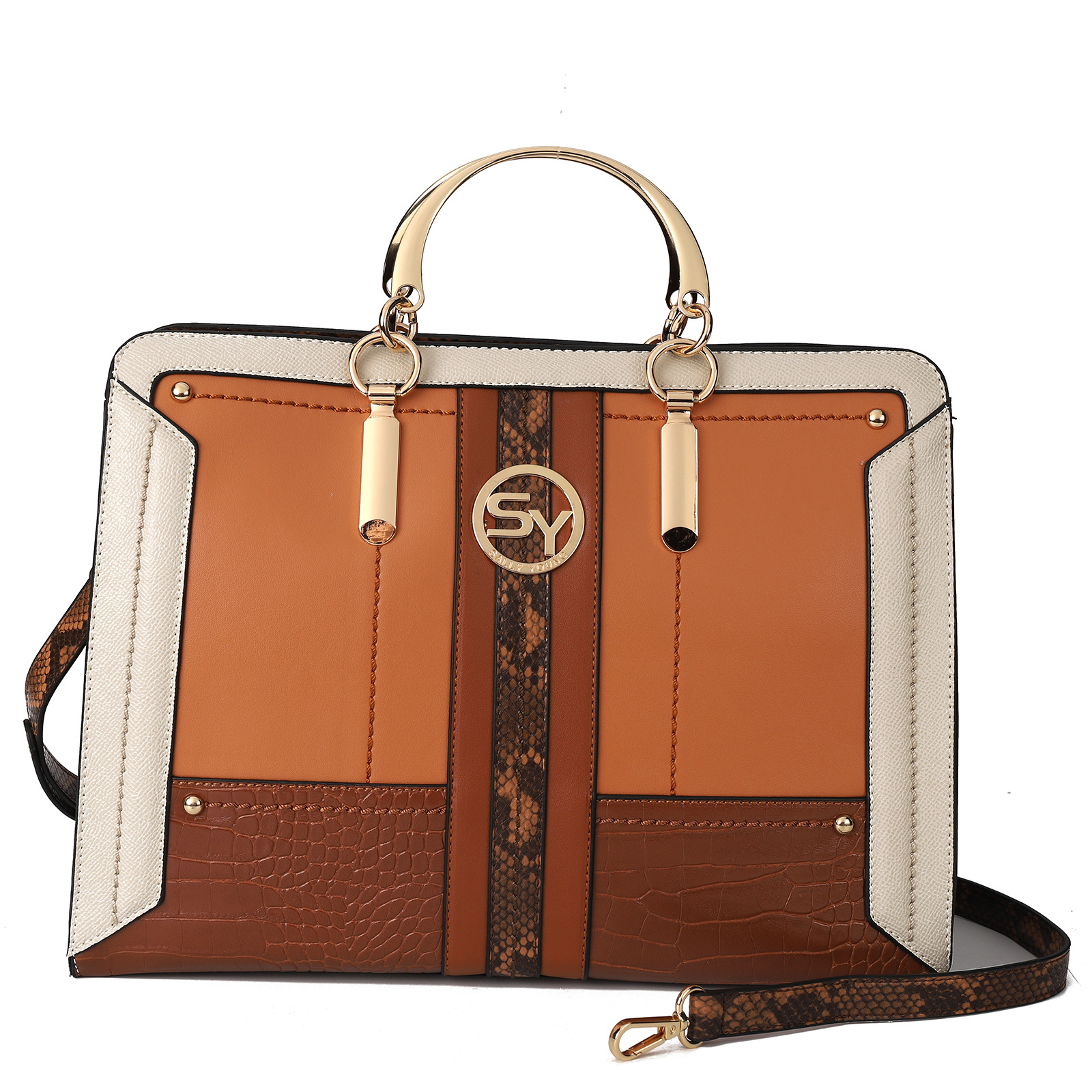 Large Capacity Color Contrast Retro Women's Bag  A5