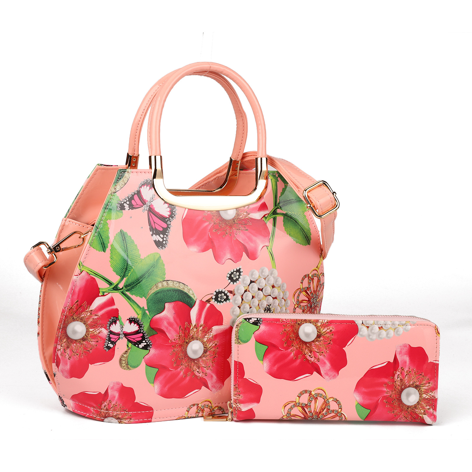 Patent Leather Shiny Wallet Set Tote A24