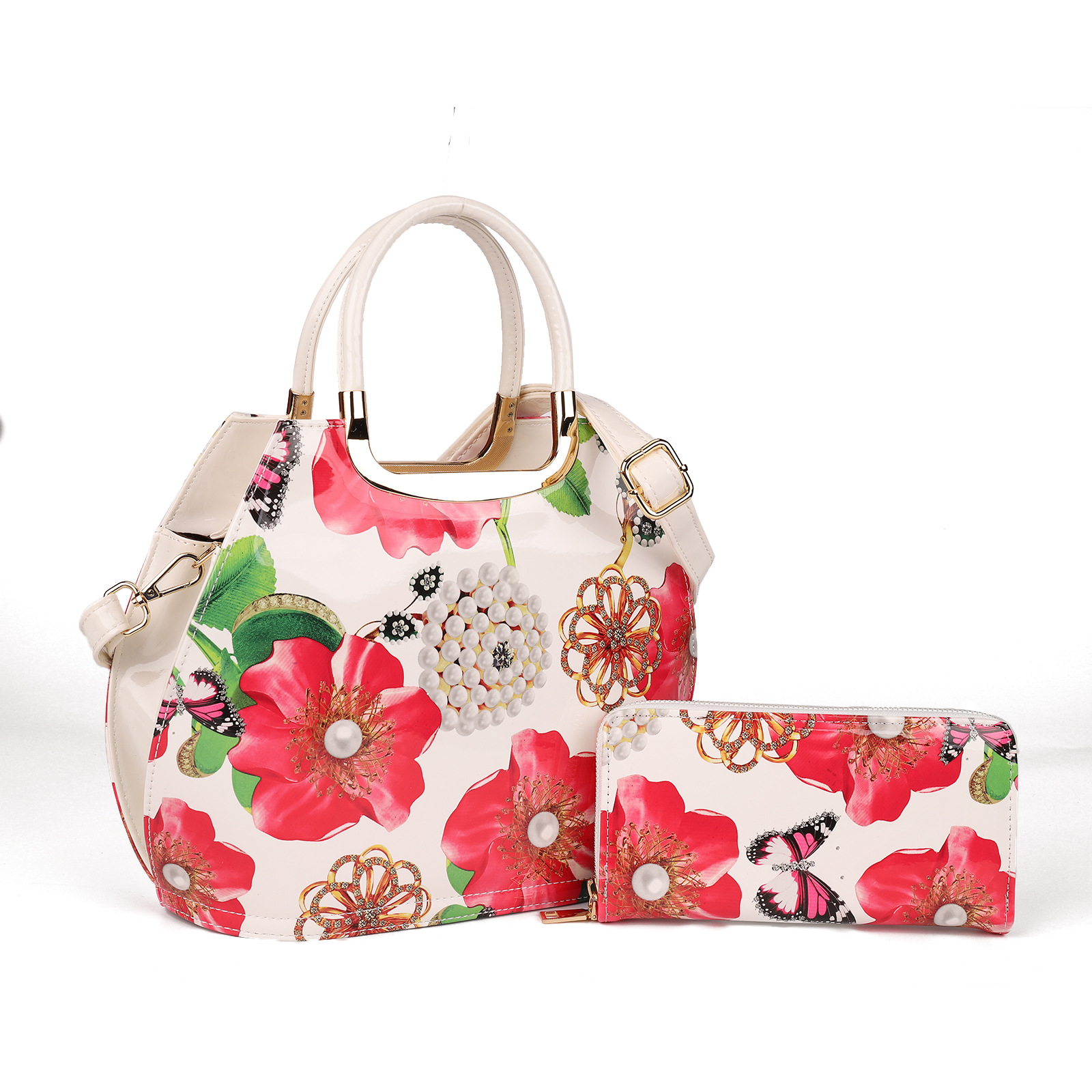 Patent Leather Shiny Wallet Set Tote A24