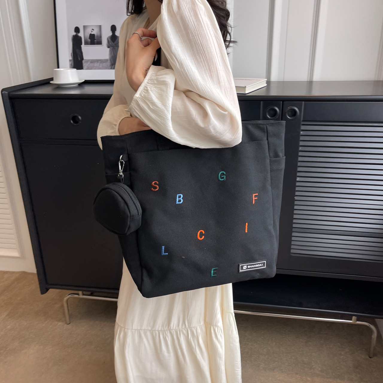 Creative Niche Design Letter Canvas Bag A31