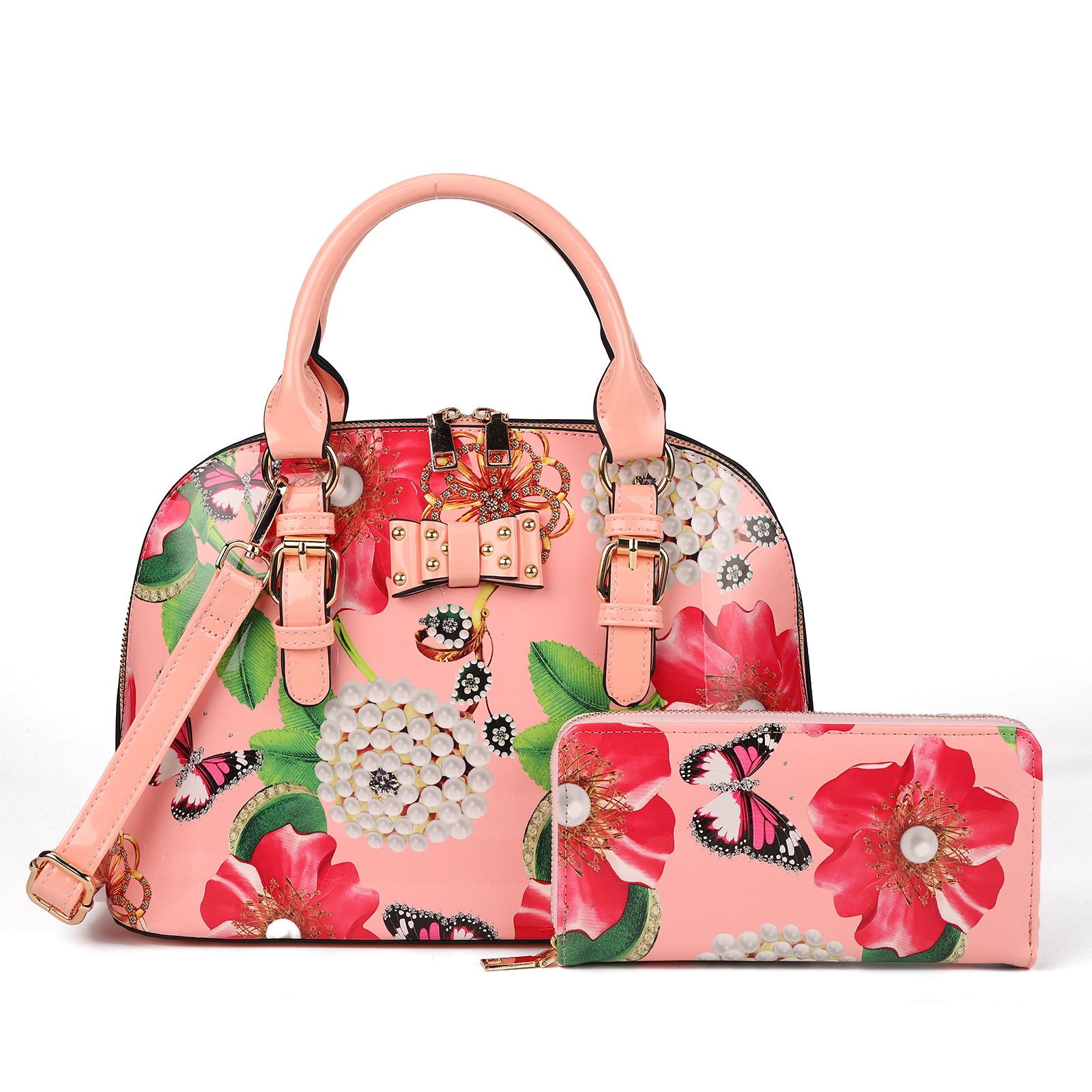 Patent Leather Print Shell Bag A23