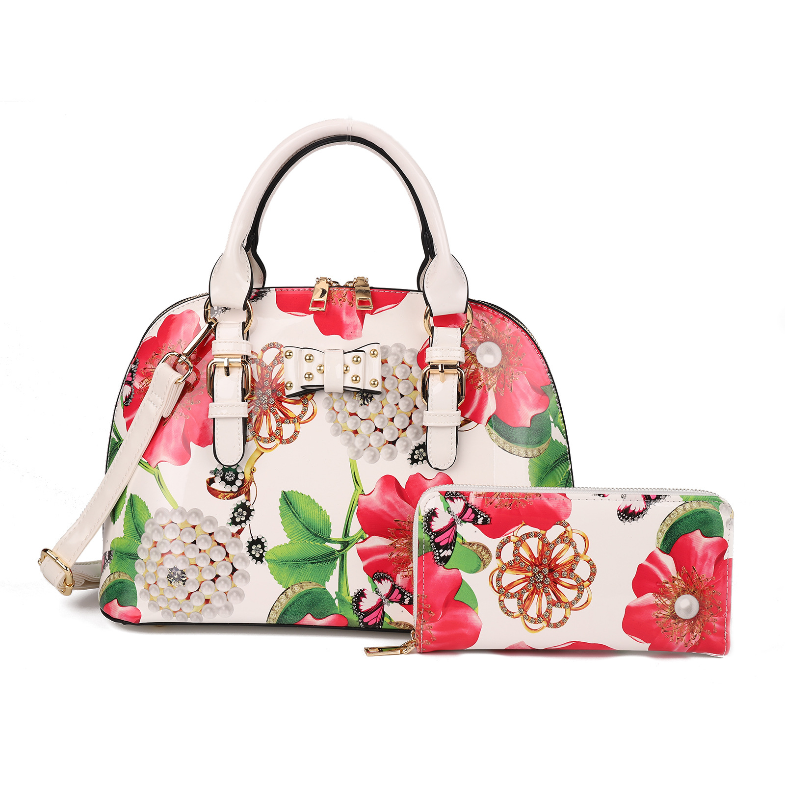 Patent Leather Print Shell Bag A23