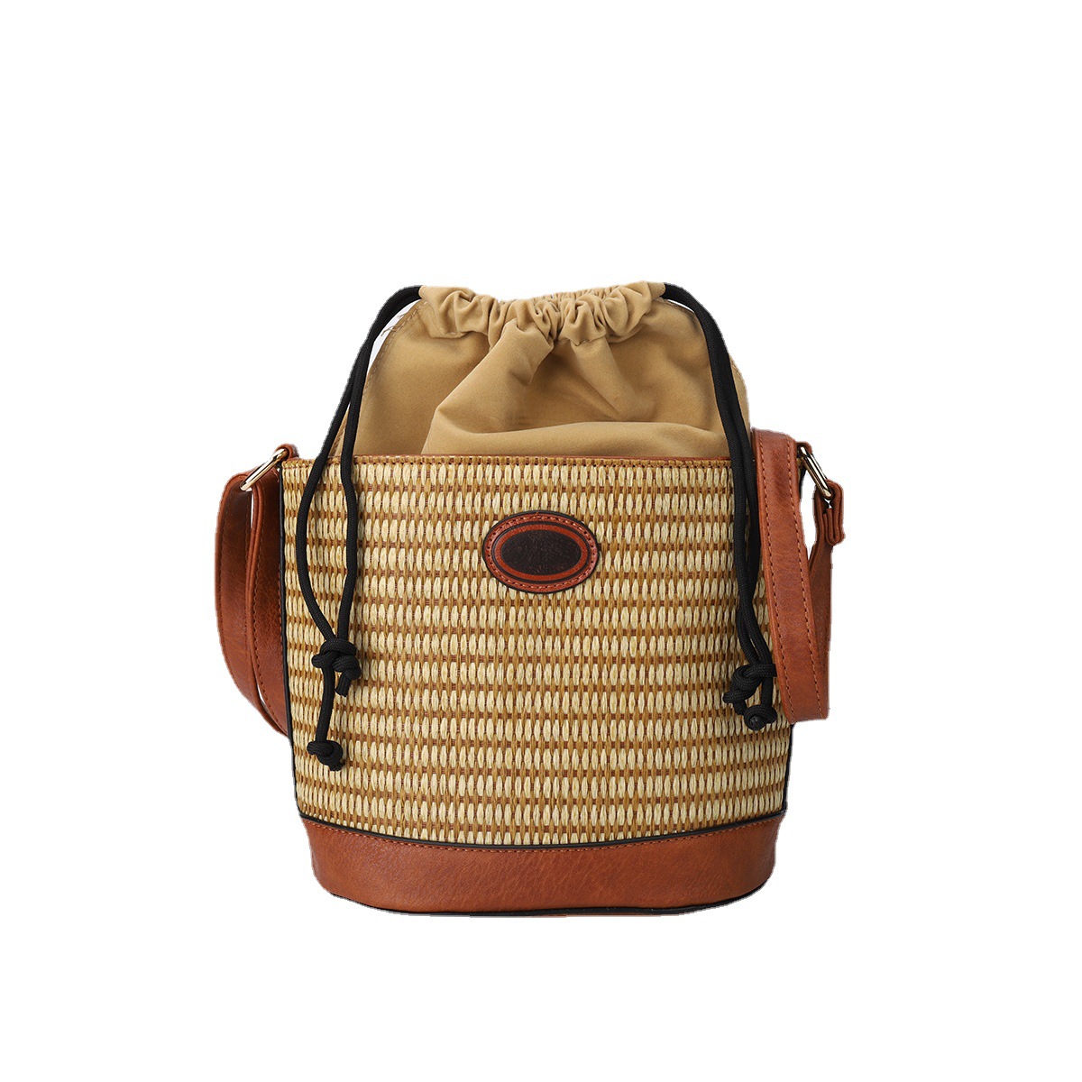 Niche Design Splicing Straw Bag Handbag A35