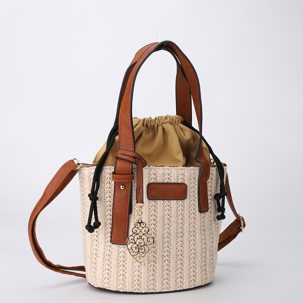 Niche Design Splicing Straw Bag Handbag A35