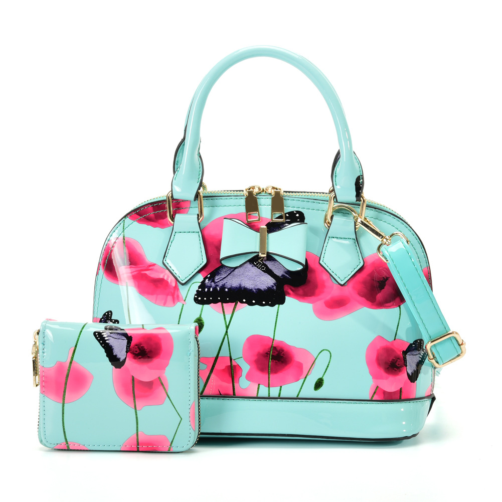Patent Leather Glossy Printed Shell Handbag A60