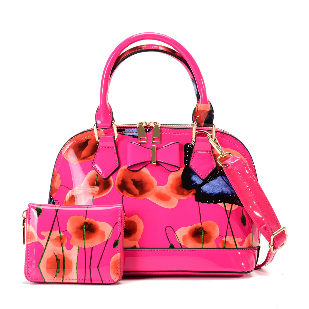 Patent Leather Glossy Printed Shell Handbag A60