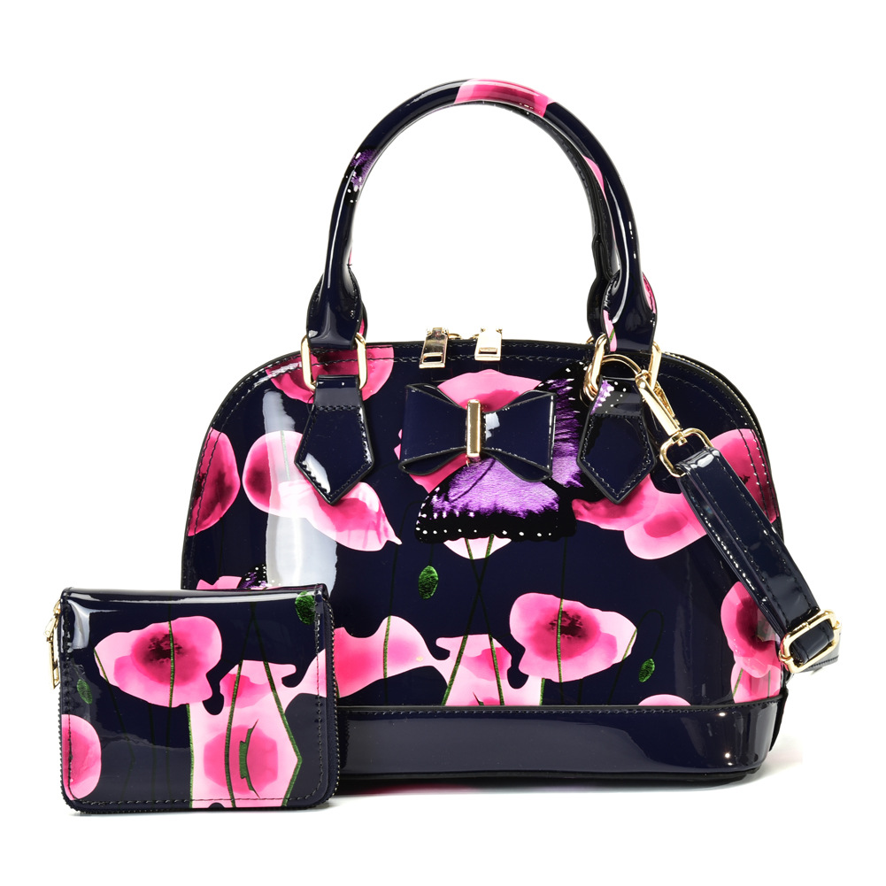 Patent Leather Glossy Printed Shell Handbag A60