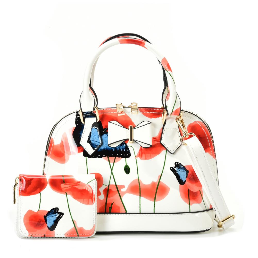 Patent Leather Glossy Printed Shell Handbag A60