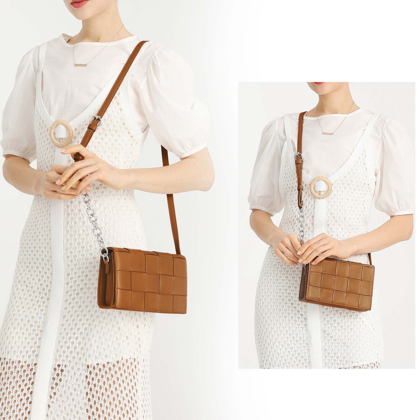 Braided Diagonal Chain Pillow Bag A82