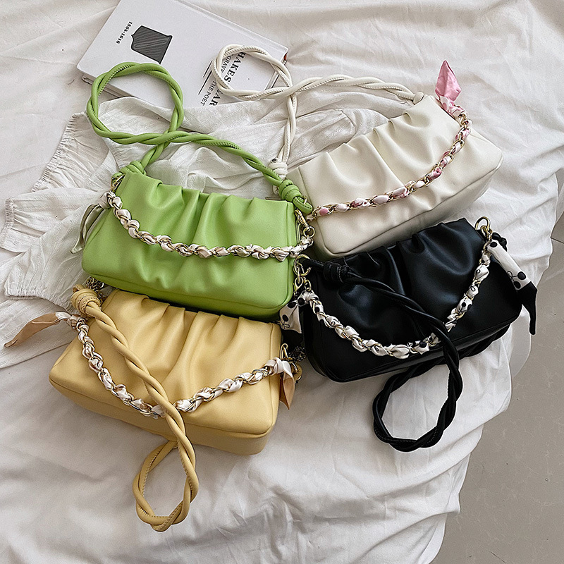 Pleated Shoulder Chain All-Match Women's Bag A81