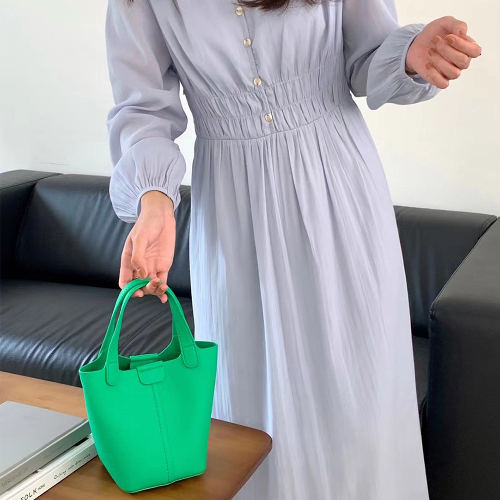 Portable Solid Color French Bucket Bag A68