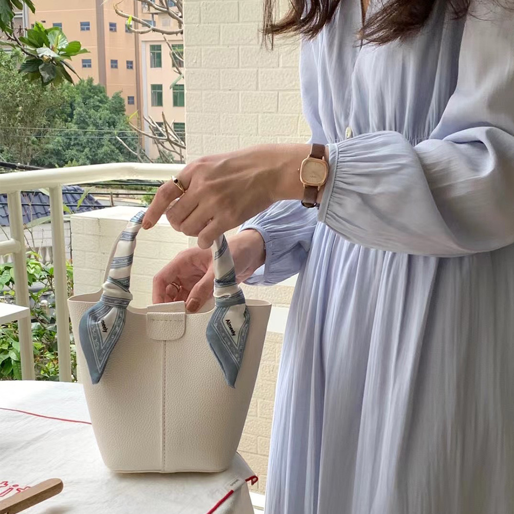 Portable Solid Color French Bucket Bag A68